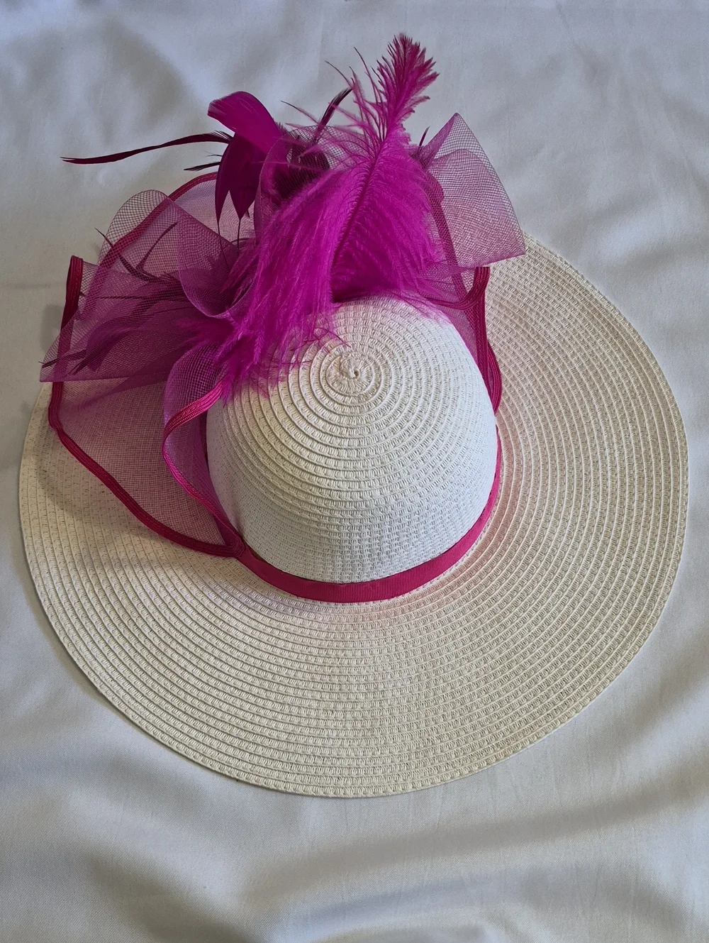 Fuchsia Feather Fascinator Hat Kentucky Derby Church Wedding Tea Party